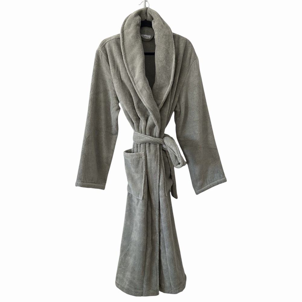QUINCE TURKISH COTTON ROBE SAGE SIZE X-LARGE SOLD OUT ONLINE UNISEX - Picture 5 of 9